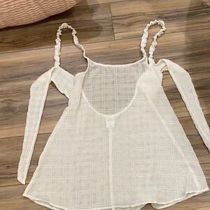 wild fable White Textured Gauze Tie-Shoulder swim cover up.